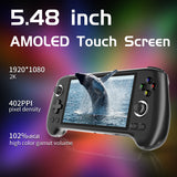 【 Luxury Package】RG556【Buy 1 Get 1 HDMI Cable(8K) +1 Multi-Port Adapter+1 Type-C Cable】Handheld Game Console Android 13, 5.48’’ AMOLED Touch Screen 1080*1920  DP and 5G WiFi Bluetooth HDMI  Output Six-Axis Gyroscope Sensor 5500mAh with over 42K Games