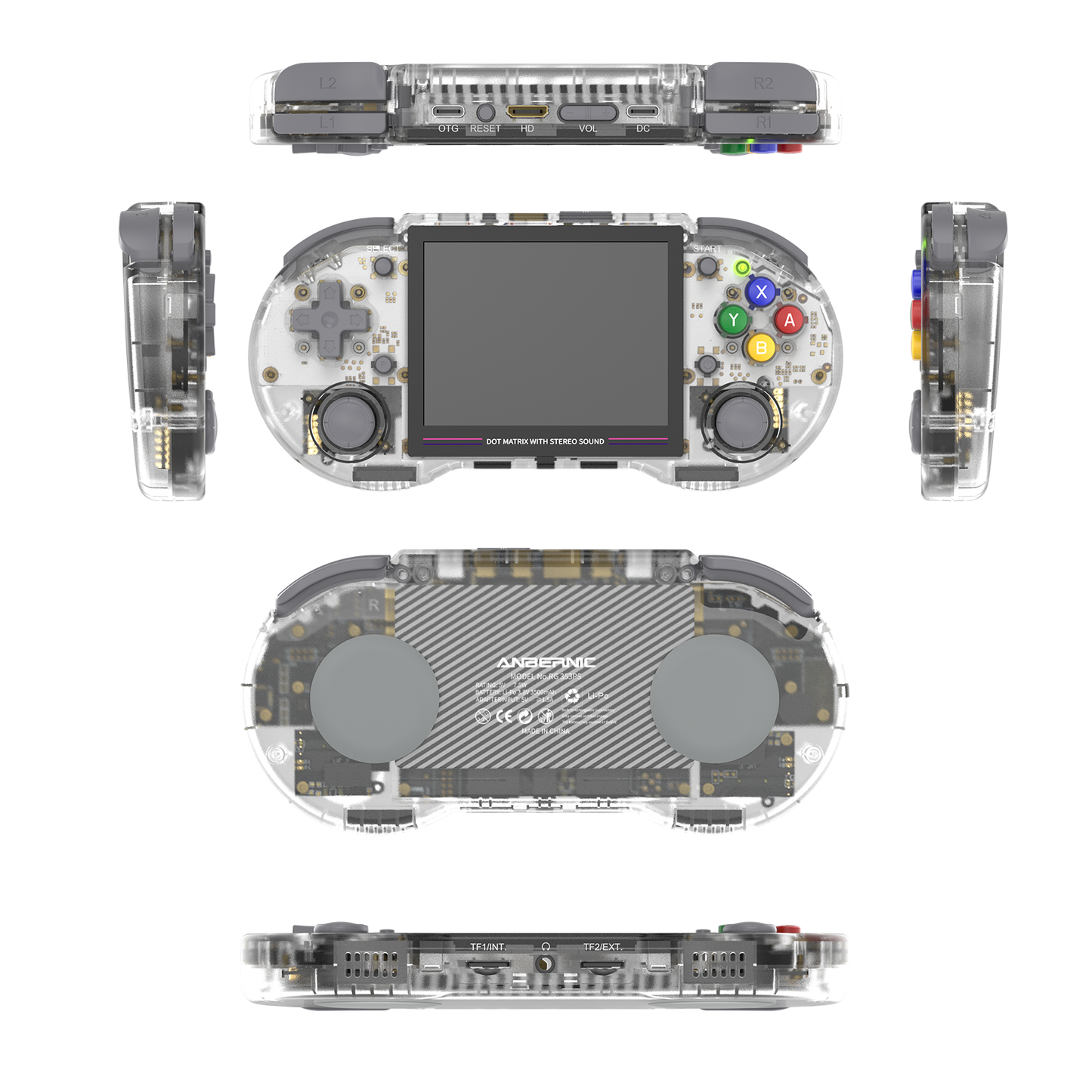 【Benifit Bundle】Anbernic RG353PS【Buy 1 Get 1 HDMI Cable+1 Fancy Case+1 Screen Protector+1 Type-C Cable】64 Bit Handheld Game Console Linux System 3.5-inch IPS Screen HDMI-compatible 2.4G/5G Wifi 4.2 Bluetooth Over 26 Emulators with 27K Games Pre-installed