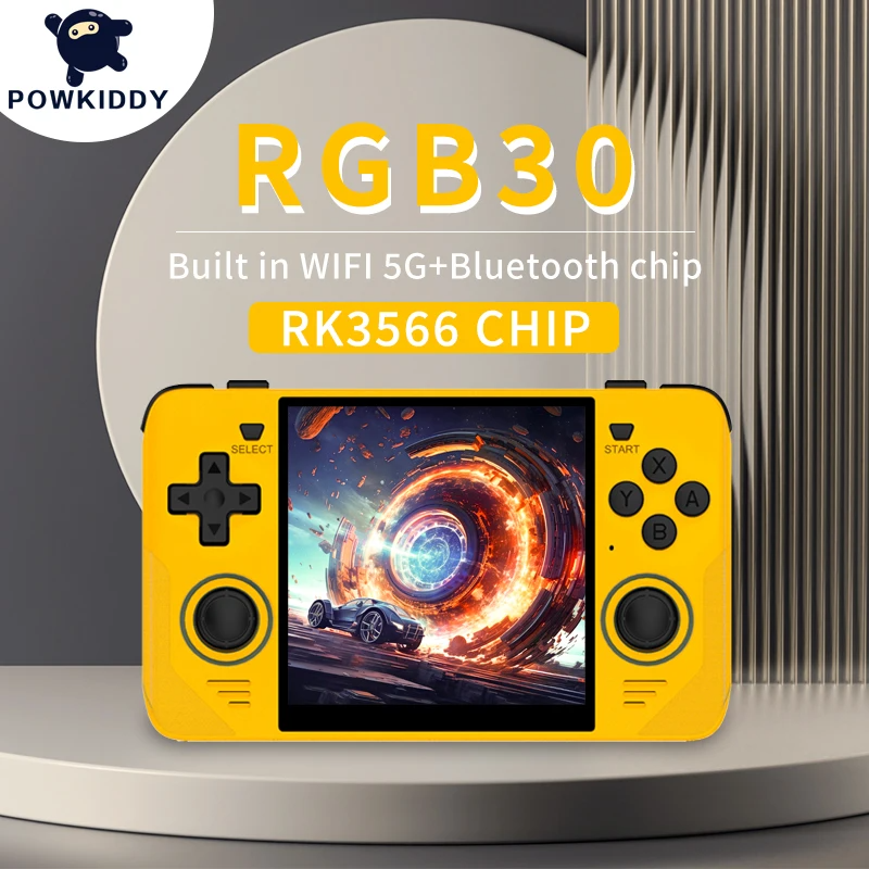 【Super Bundle】Powkiddy RGB30【Buy 1 Get 1 HDMI Cable+1 Fancy Case+1 Type-C Cable】 Handheld Game Console 4-inch HD Screen RK3566 CPU WiFi 5G JEL OS Bluetooth Over 23 Emulators with over 21000 games pre-installed