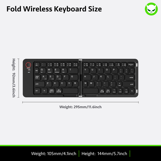 B023 Bluetooth Foldable Keyboard - Compact, Ergonomic, 10-Day Battery, Multi-System Compatible, Ideal for Travel, Grey/White