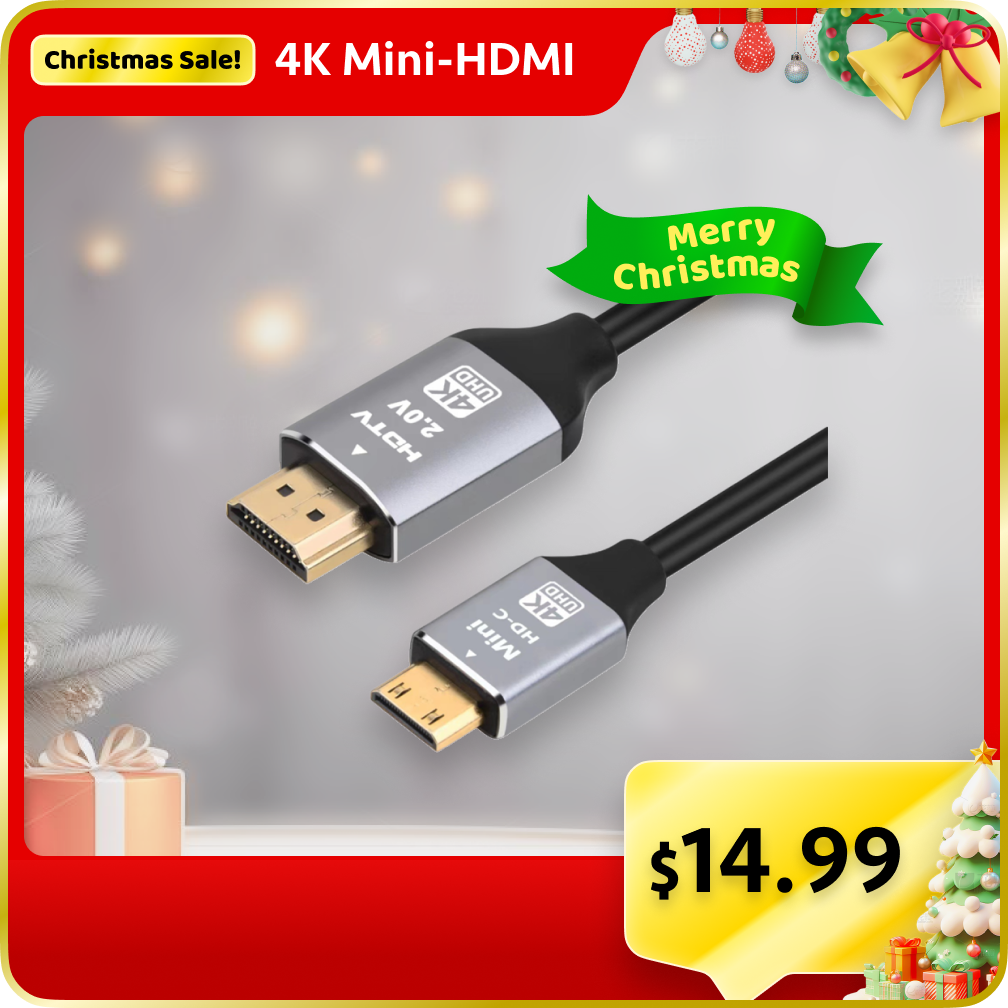 【4K UHD】Mini HDMI to HDMI Cable 6FT/1.6M,Aluminum Shell Copper Core High wings (4K 60Hz) High Speed HDMI to Mini HDMI Male Bi-Directional 2.0 Cord, for HDTV, Tablet, Camera and Camcorder Suitable for Anbernic RG35XX/353V/353VS/353M/353PS