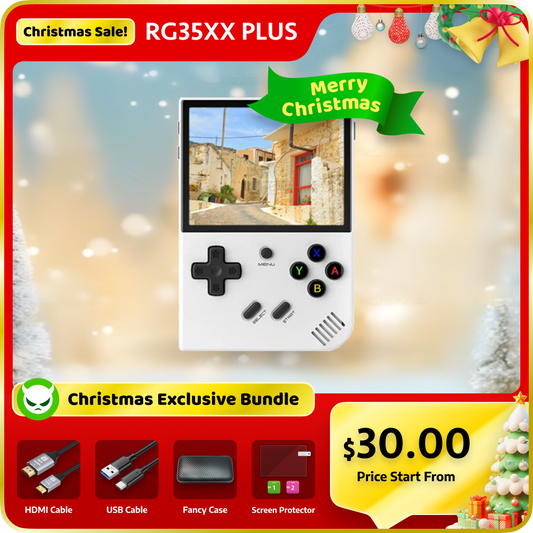 RG35XX Plus【Gift Bundle】【Buy 1 Get 1 HDMI Cable+1 Fancy Case+1 Screen Protector+1 Type-C Cable】Game Console 3.5 inch IPS Screen 3300mAh Battery Linux CPU Cortex-A53+1GB RAM Support WIFI BT more than 15 Emulators with over 18K games pre-installed