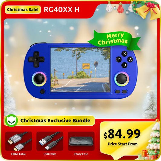 【Valuable Bundle】RG40XX H【Buy 1 Get 1 HDMI Cable+1 Fancy Case+1 Type-C Cable】Handheld Game Console 4.0'' IPS Screen -Linux 64-bit-H700 quad-core ARM Cortex-A53 1.5GHz Frequency- core 3200mAh 5G WiFi Bluetooth HDMI Output with over 20K Games Pre-installed