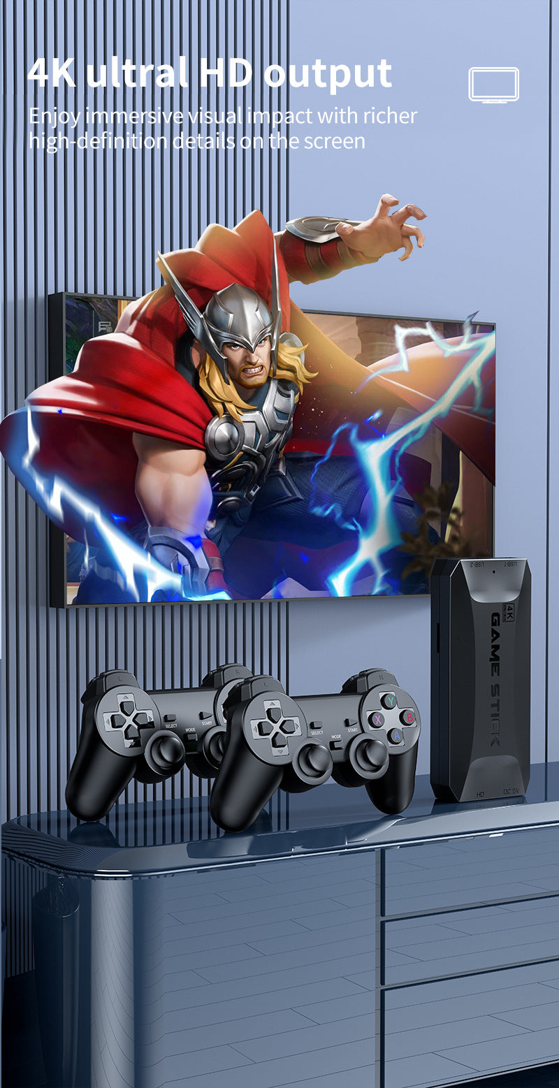 【Double Controllers/Bluetooth/4K HDMI/20000Games/PS1】M16 Game Stick【Buy 1 Get 2 Controllers+1 Bluetooth Connector+1 HDMI Cable+1 USB Cable】4K HDMI Output 2.4G Wireless Controller Game Stick Over 25+ Emulators with 20,000 Classic Retro Games Pre-installed