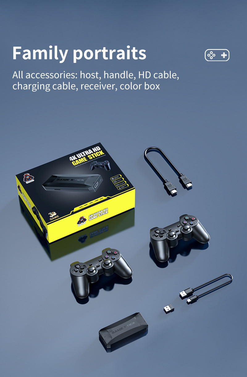 【Double Controllers/Bluetooth/4K HDMI/20000Games/PS1】M16 Game Stick【Buy 1 Get 2 Controllers+1 Bluetooth Connector+1 HDMI Cable+1 USB Cable】4K HDMI Output 2.4G Wireless Controller Game Stick Over 25+ Emulators with 20,000 Classic Retro Games Pre-installed