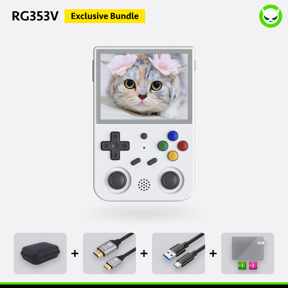 RG353V Handheld Console With 3.5'inch Touch Screen & Dual OS Android+Linux & 5G WiFi 4.2 Bluetooth & 27K Games Playable