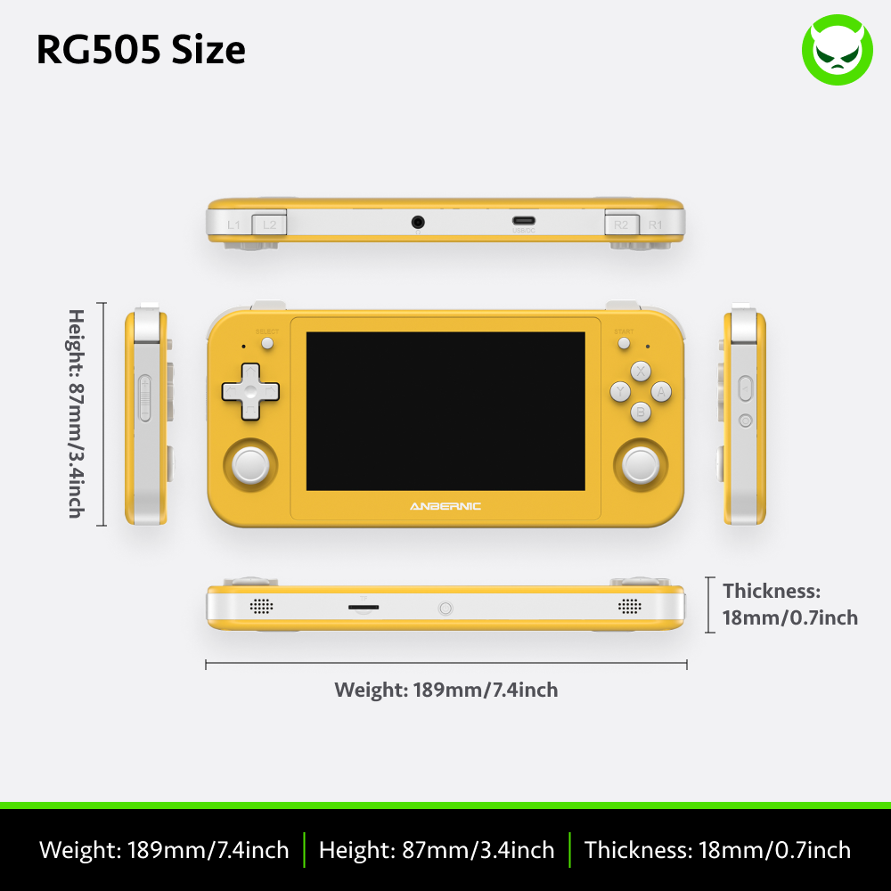 RG505 Android 12 Handheld Console With 4.95' OLED Touch Screen & Unisoc Tiger T618 SOC & 5000mAh Battery & 26 Emulators+20K Games