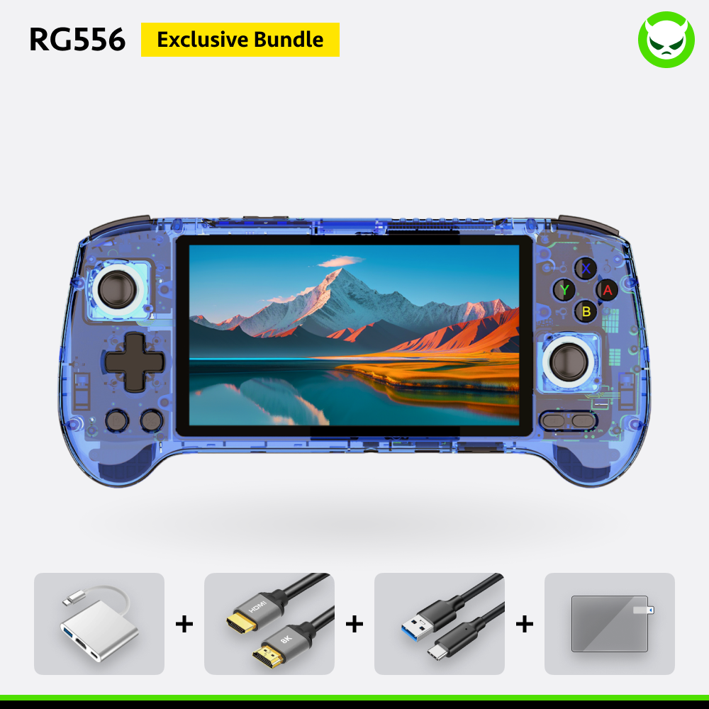 RG556 Android Handheld Console with 5.48‘ inch 1080P AMOLED Screen & HDMI Output & 5G WiFi Bluetooth & Six-Axis Gyroscope Sensor & 5500mAh Battery & 30or42K Games