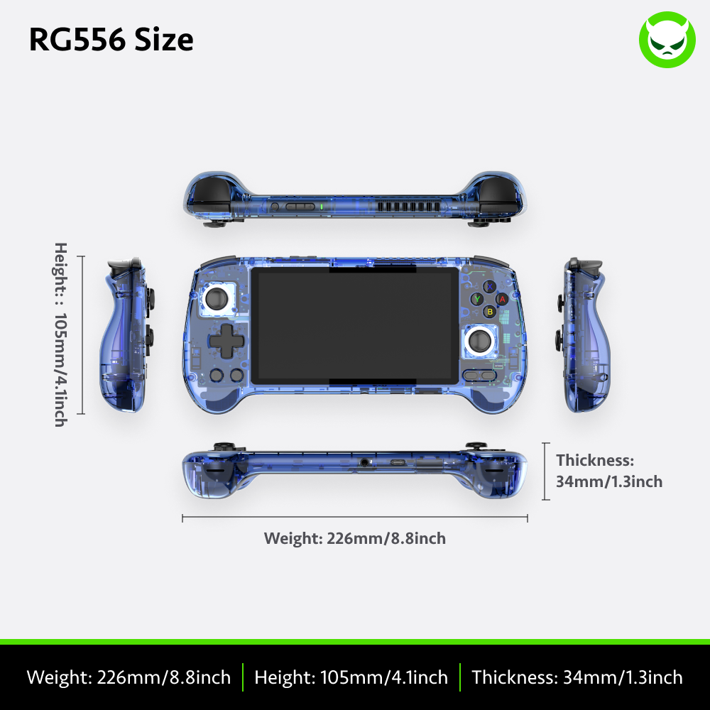 RG556 Android Handheld Console with 5.48‘ inch 1080P AMOLED Screen & HDMI Output & 5G WiFi Bluetooth & Six-Axis Gyroscope Sensor & 5500mAh Battery & 30or42K Games