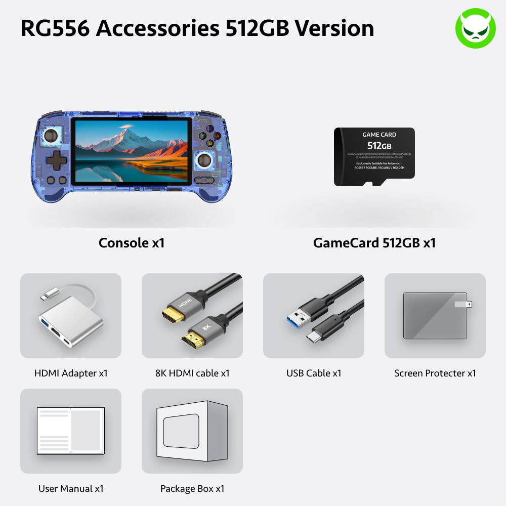 RG556 Android Handheld Console with 5.48‘ inch 1080P AMOLED Screen & HDMI Output & 5G WiFi Bluetooth & Six-Axis Gyroscope Sensor & 5500mAh Battery & 30or42K Games