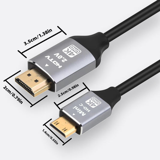 【4K UHD】Mini HDMI to HDMI Cable 6FT/1.6M,Aluminum Shell Copper Core High wings (4K 60Hz) High Speed HDMI to Mini HDMI Male Bi-Directional 2.0 Cord, for HDTV, Tablet, Camera and Camcorder Suitable for Anbernic RG35XX/353V/353VS/353M/353PS