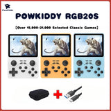 Powkiddy RGB20S【Buy 1 Get 1 Fancy Case+1 Type-C Charging Cable+2 Tiger-pattern Stickers】Retro Handheld Game Console 64GB/128GB+16GB HD IPS-LCD Over 20 Emulators with 21K Selected Retro Games Playable