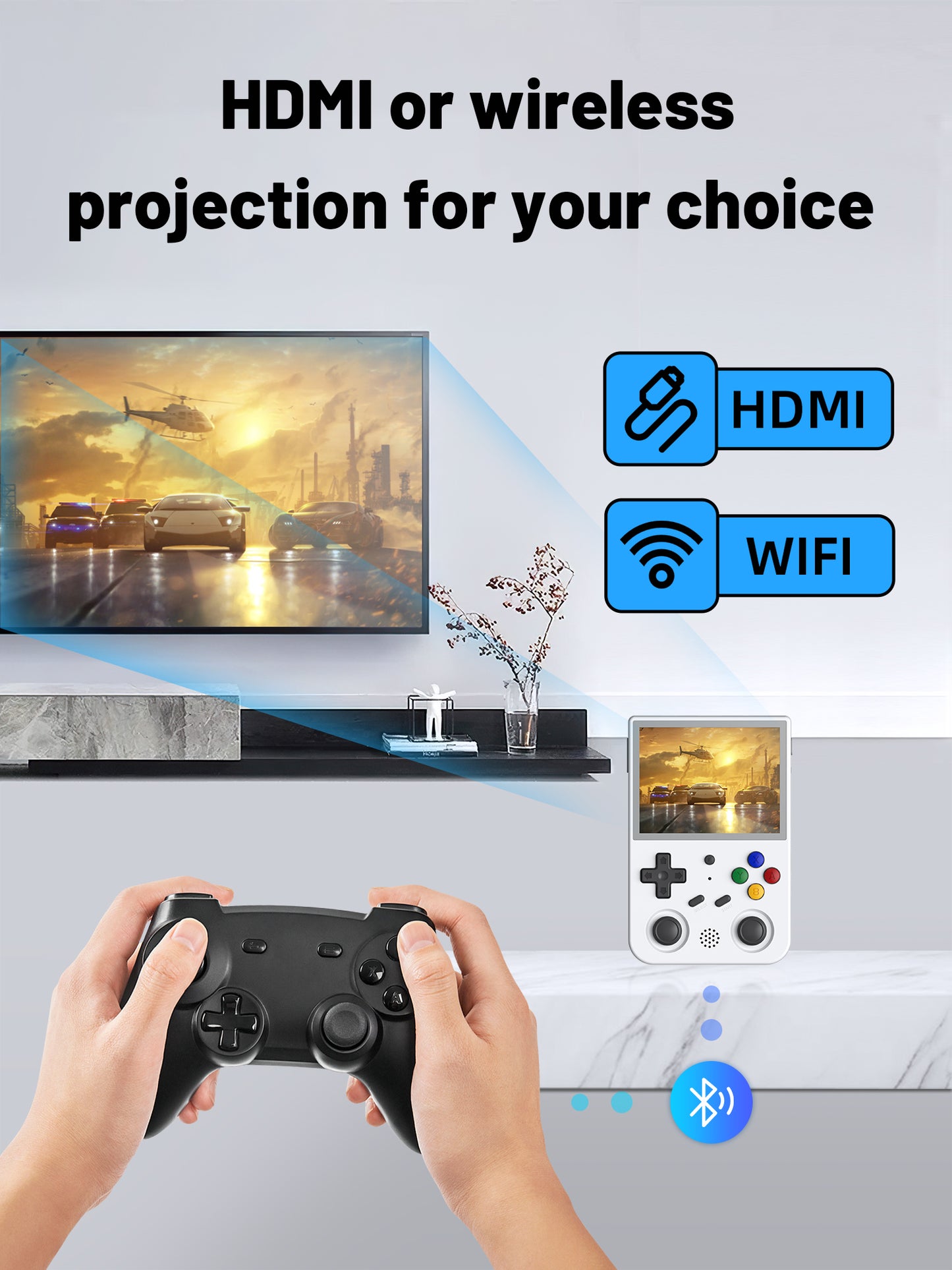 Anbernic RG353V【Buy 1 Get 1 HDMI Cable+1 Fancy Case+1 Screen Protector+1 Type-C Cable 】Handheld Game Console 3.5-Inches Display Touchable Screen Dual OS Android 11, Linux System Support 5G WiFi 4.2 Bluetooth Over 27,000Games Playable