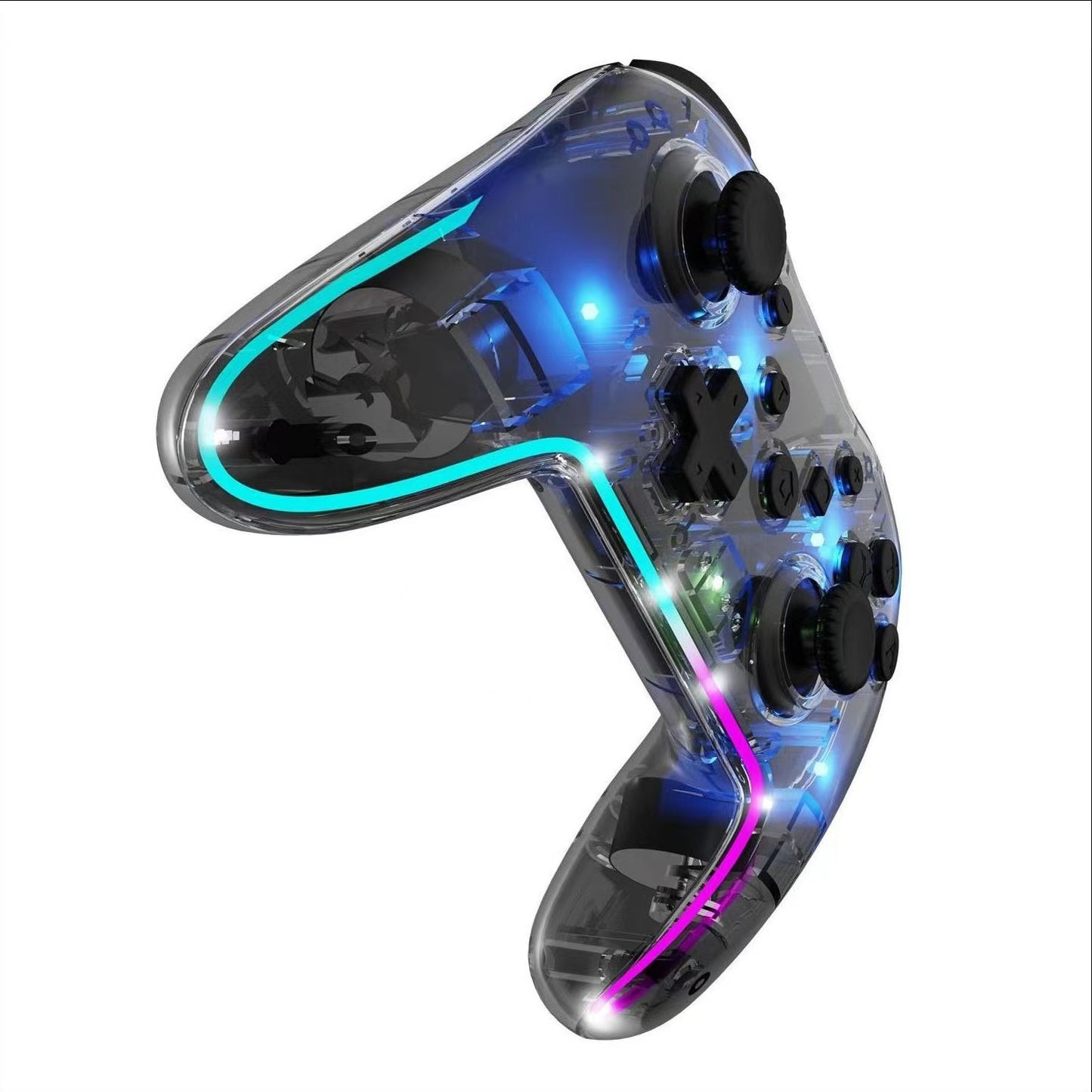 LED Controller Transparent glare switch Bluetooth wireless game handle wakes up and vibrates switch pro handle Compatible with all Anbernic Game Console and PC/Switch/Steam etc dualsenseedgecontroller