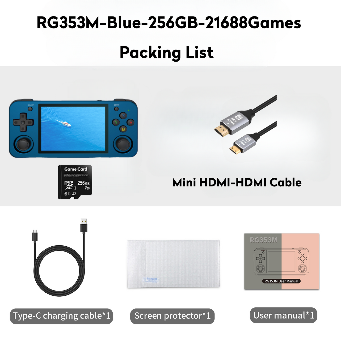 ANBERNIC RG353M【Buy 1 Get 1 HDMI Cable+1 Fancy Case+1 Screen Protector+1 Type-C Cable 】Aluminum Alloy CNC Process Dual OS Android 11 + Linux System Support 5G WiFi 4.2 Bluetooth HDMI Touchable Screen Over 26 Emulators with 27000 Games