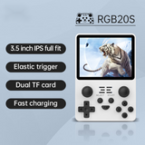 Powkiddy RGB20S【Buy 1 Get 1 Fancy Case+1 Type-C Charging Cable+2 Tiger-pattern Stickers】Retro Handheld Game Console 64GB/128GB+16GB HD IPS-LCD Over 20 Emulators with 21K Selected Retro Games Playable