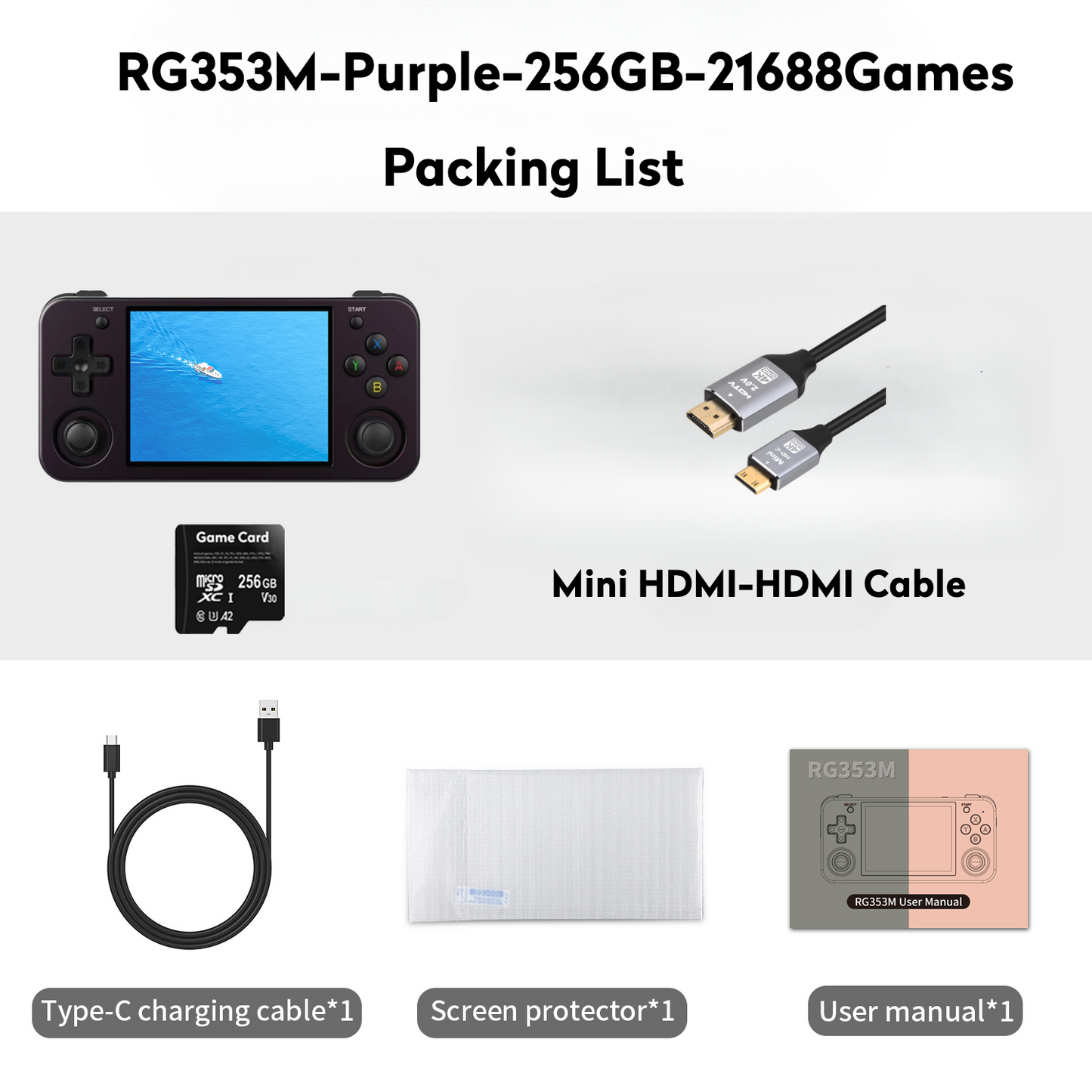 ANBERNIC RG353M【Buy 1 Get 1 HDMI Cable+1 Fancy Case+1 Screen Protector+1 Type-C Cable 】Aluminum Alloy CNC Process Dual OS Android 11 + Linux System Support 5G WiFi 4.2 Bluetooth HDMI Touchable Screen Over 26 Emulators with 27000 Games