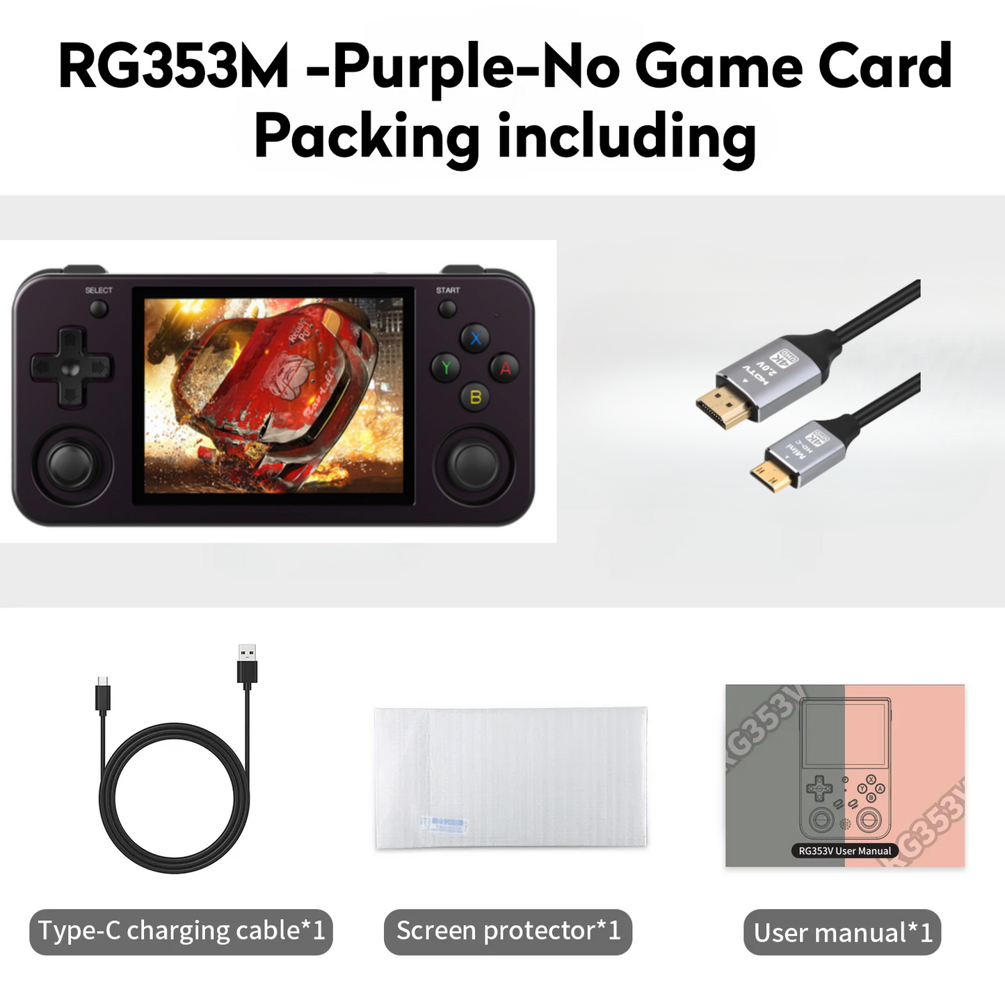 ANBERNIC RG353M【Buy 1 Get 1 HDMI Cable+1 Fancy Case+1 Screen Protector+1 Type-C Cable 】Aluminum Alloy CNC Process Dual OS Android 11 + Linux System Support 5G WiFi 4.2 Bluetooth HDMI Touchable Screen Over 26 Emulators with 27000 Games