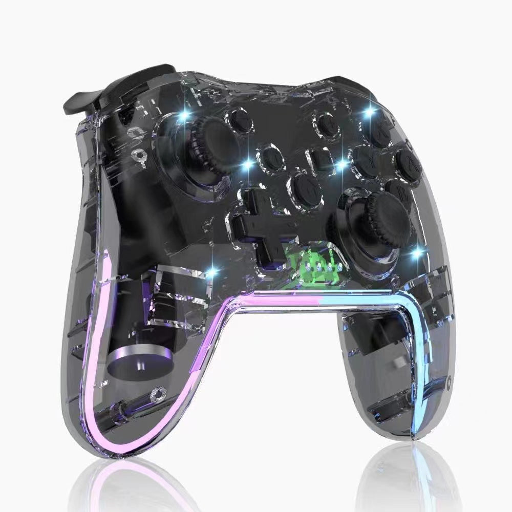 LED Controller Transparent glare switch Bluetooth wireless game handle wakes up and vibrates switch pro handle Compatible with all Anbernic Game Console and PC/Switch/Steam etc dualsenseedgecontroller