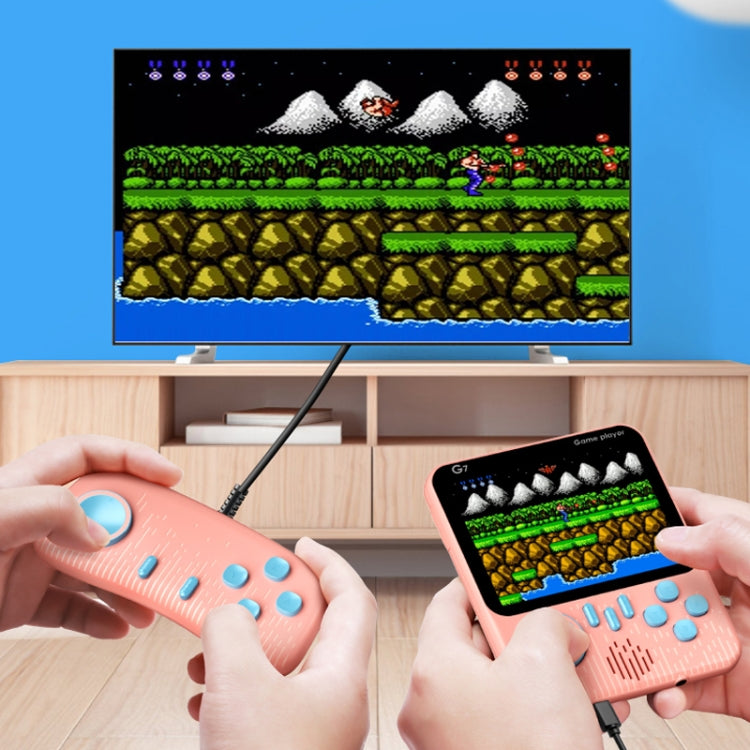 【Family Package】G7 【Buy 1 Get 1 Controller+1 AV Cable+1 USB Cable+1 Type-C Cable】Retro Game Console Handheld Macaron High Quality 3.5 Inch Screen TV Connection Mini Lightweight Game Player For One or Two Player Built in 666 Classic Retro Video Games