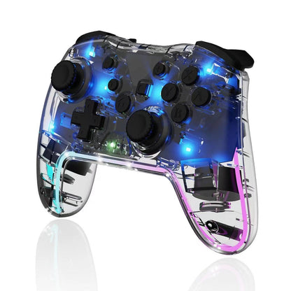 LED Controller Transparent glare switch Bluetooth wireless game handle wakes up and vibrates switch pro handle Compatible with all Anbernic Game Console and PC/Switch/Steam etc dualsenseedgecontroller